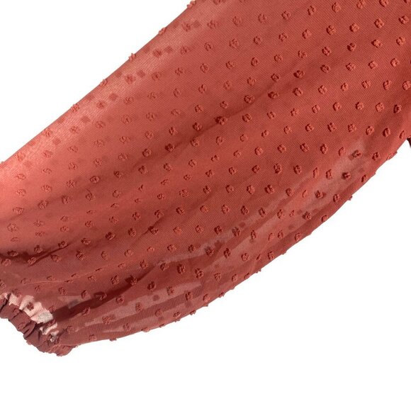 ZARA Rose Clip Dot Romper Dress women's M coquette ruffled tie flirty plunge - Picture 6 of 13